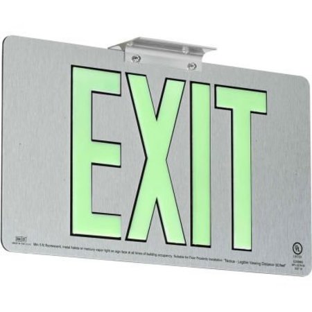 HUBBELL LIGHTING Dual-Lite DPLPM50DBA Exit Sign, Brushed Aluminum Face & Back w/Photoluminescent Letters, Double Face DPLPM50DBA